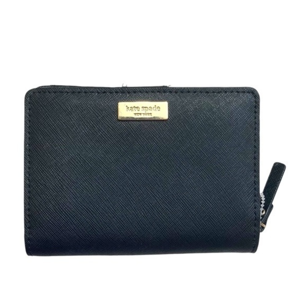 Kate spade black saffiano leather compact clutch wallet